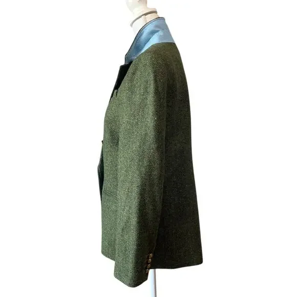NEW J.Crew Bristol Blazer Jacket Double Breasted Herringbone Wool Green Size 10 - Picture 7 of 9